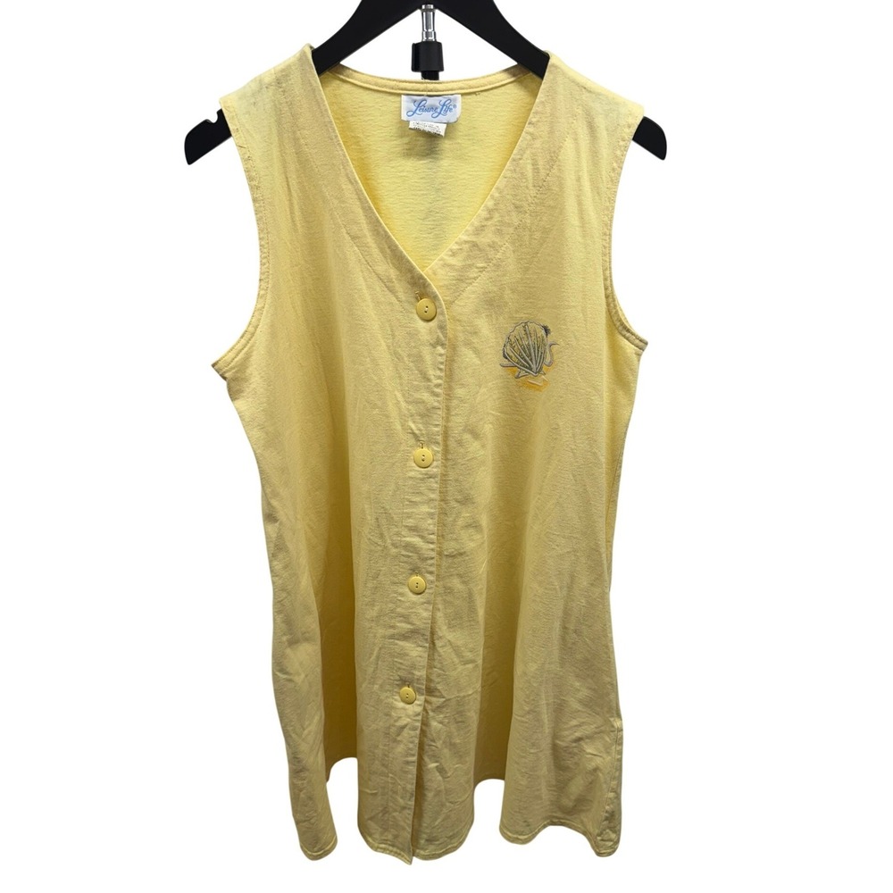 Leisure Life Women's Vintage Coastal Grandma Seashell Beach Button Down Cover-Up